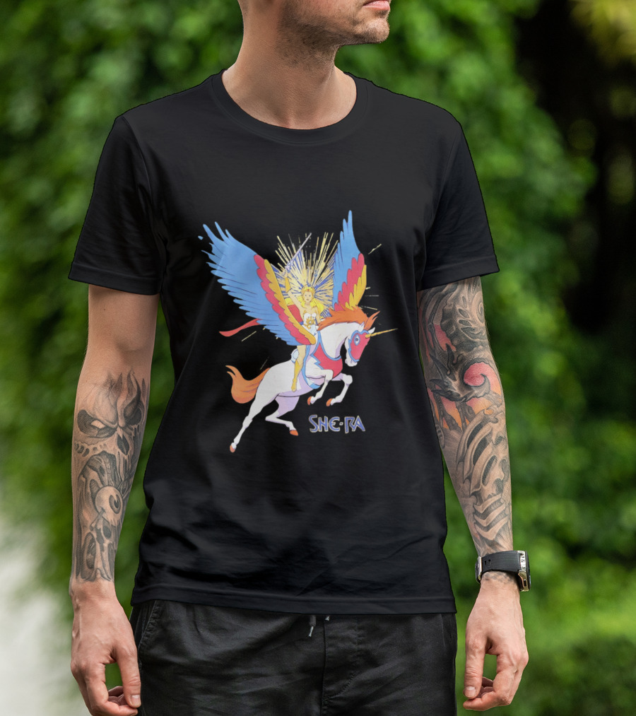She Ra Riding Swift Wind Pegasus Unicorn Adventure T-Shirt