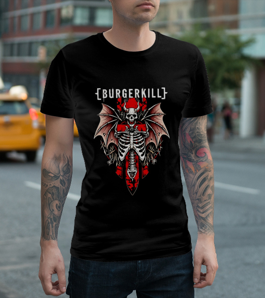 Burgerkill Skeleton Wings Red Demon Bat T-Shirt