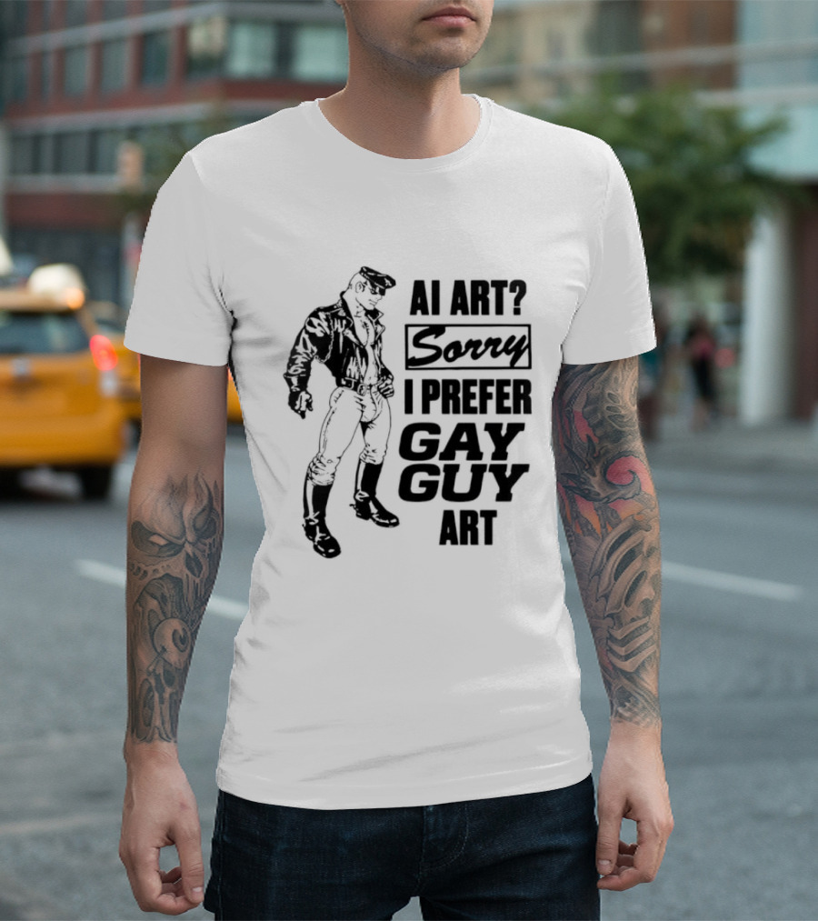 AI Art Sorry I Prefer Gay Guy Art Biker T-Shirt