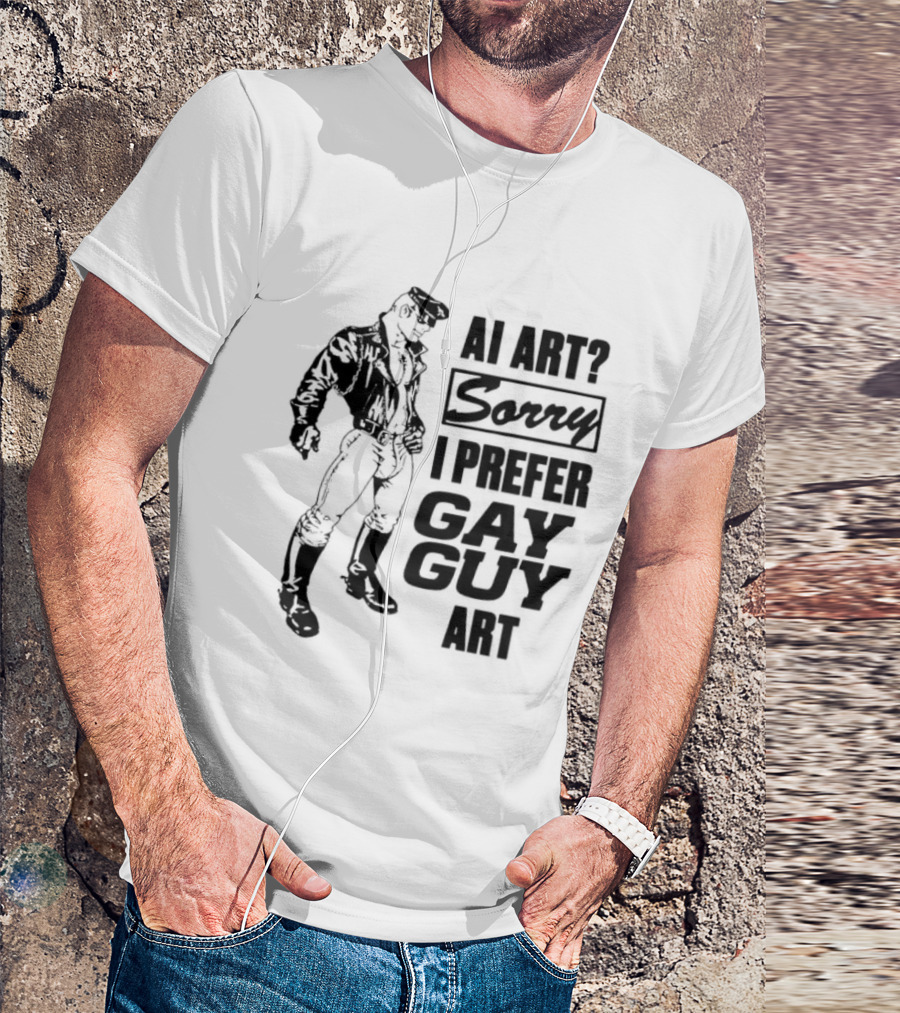 AI Art Sorry I Prefer Gay Guy Art Biker T-Shirt