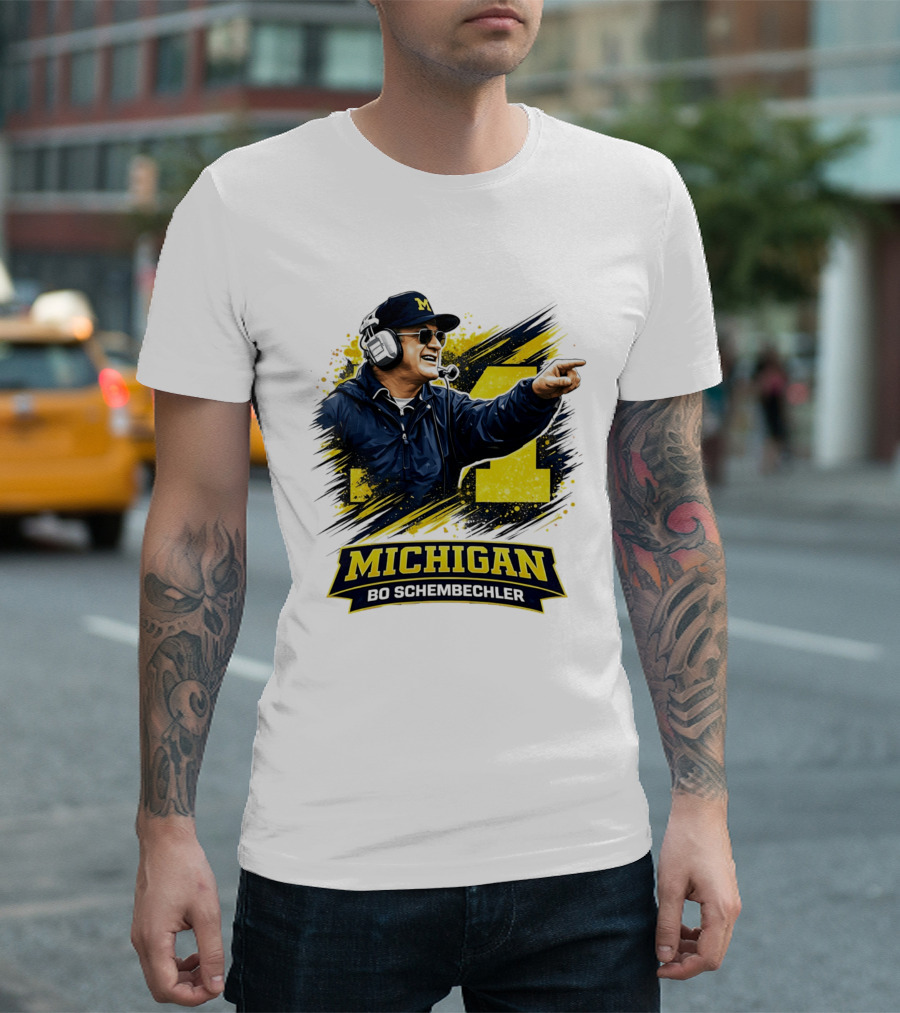 Bo Schembechler Michigan Wolverines Coach Iconic M Football T-Shirt