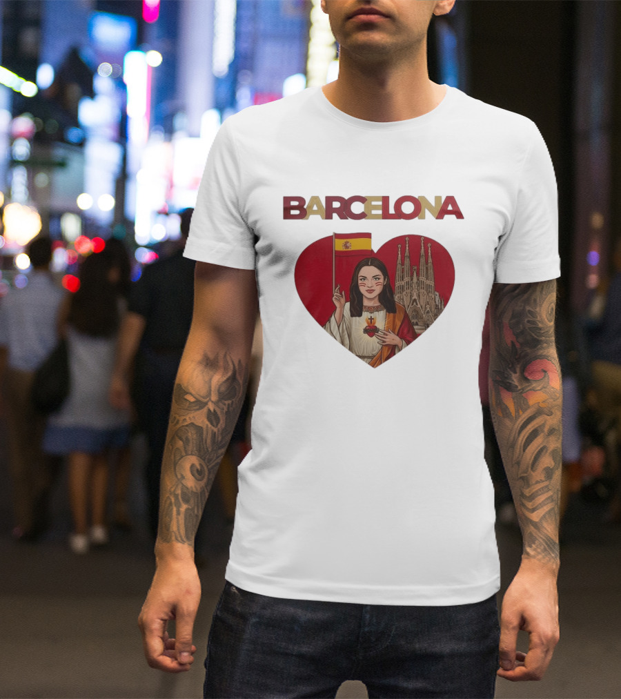 Barcelona Heart Flag Sagrada Familia Olivia Rodrigo Collaboration T-Shirt