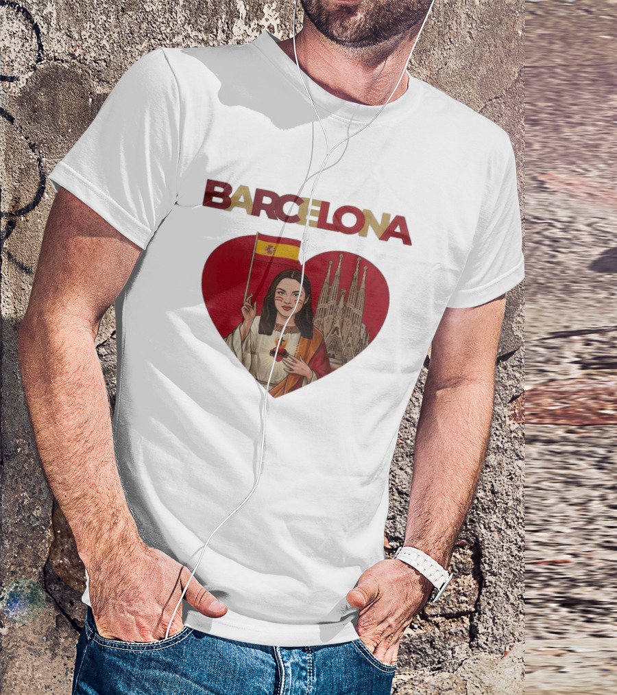 Barcelona Heart Flag Sagrada Familia Olivia Rodrigo Collaboration T-Shirt