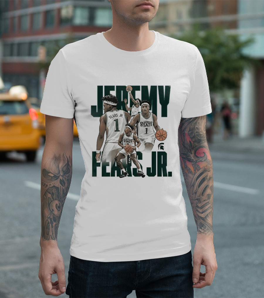 Jeremy Fears Jr Michigan State Spartans Basketball Player Collage T-Shirt