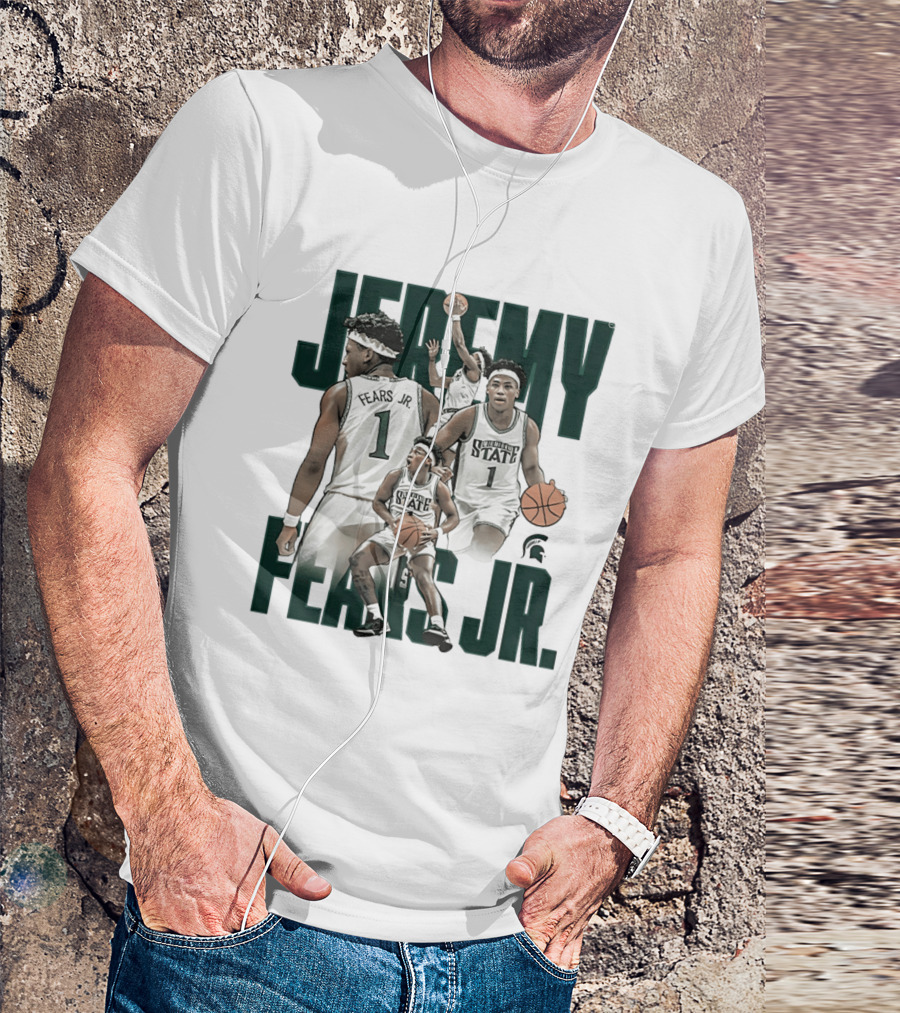 Jeremy Fears Jr Michigan State Spartans Basketball Player Collage T-Shirt