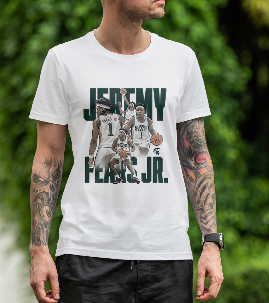 Jeremy Fears Jr Michigan State Spartans Basketball Player Collage T-Shirt