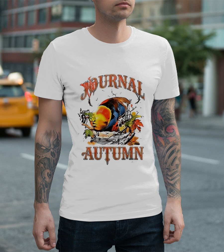 Journal Autumn Colorful Bird And Leaves T-Shirt