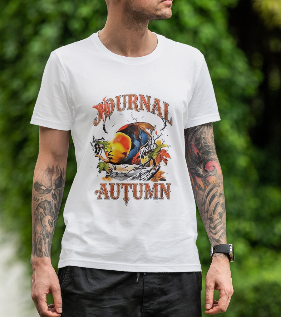 Journal Autumn Colorful Bird And Leaves T-Shirt