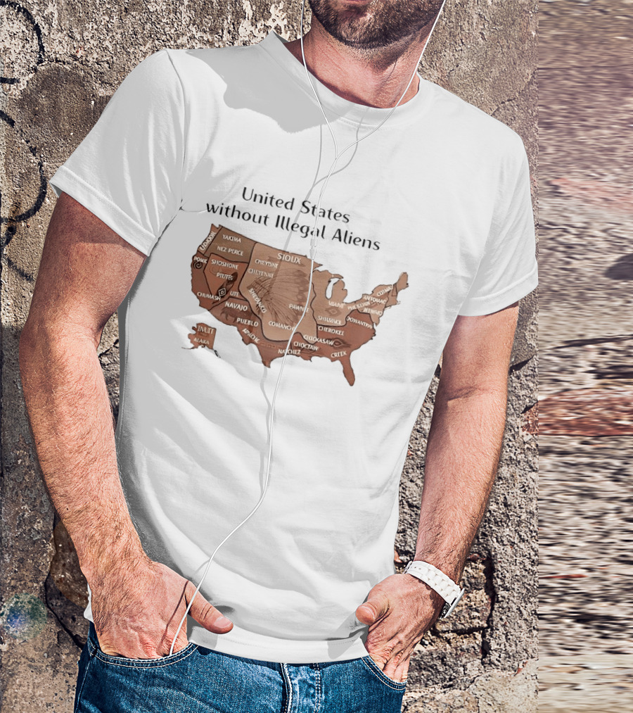 United States Map Featuring Native Tribes And Nations T-Shirt