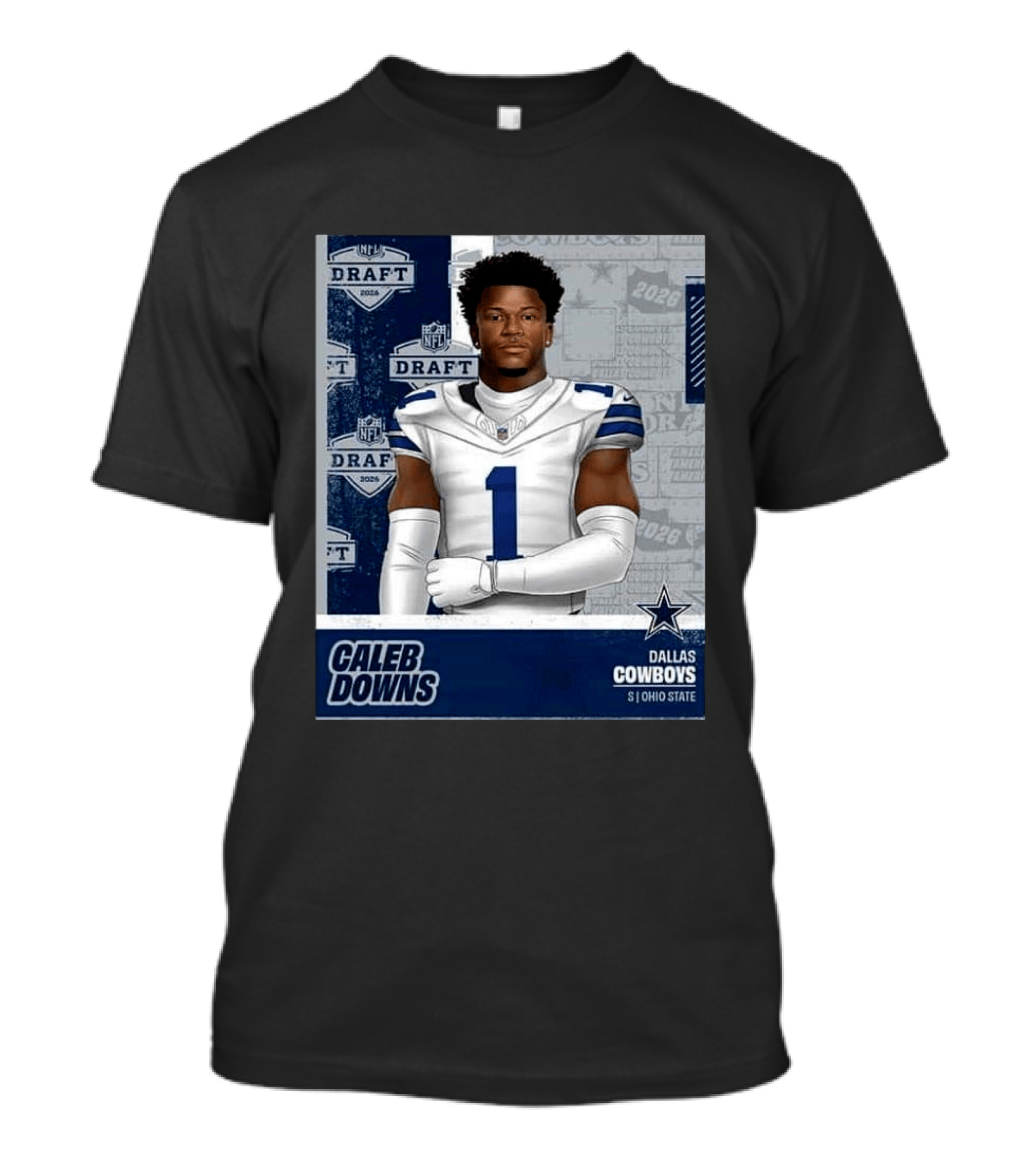 Dallas Cowboys Caleb Downs 2026 Draft Round 1 Pick 11 Ohio State NFL T-Shirt