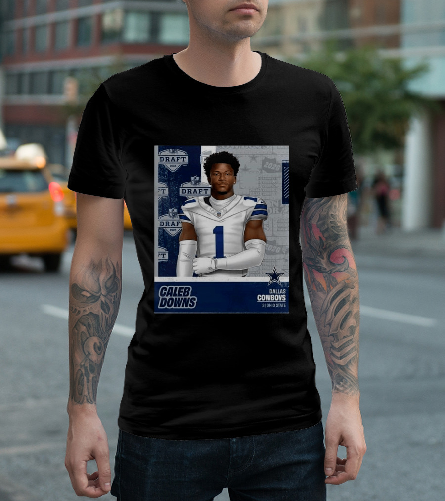 Dallas Cowboys Caleb Downs 2026 Draft Round 1 Pick 11 Ohio State NFL T-Shirt