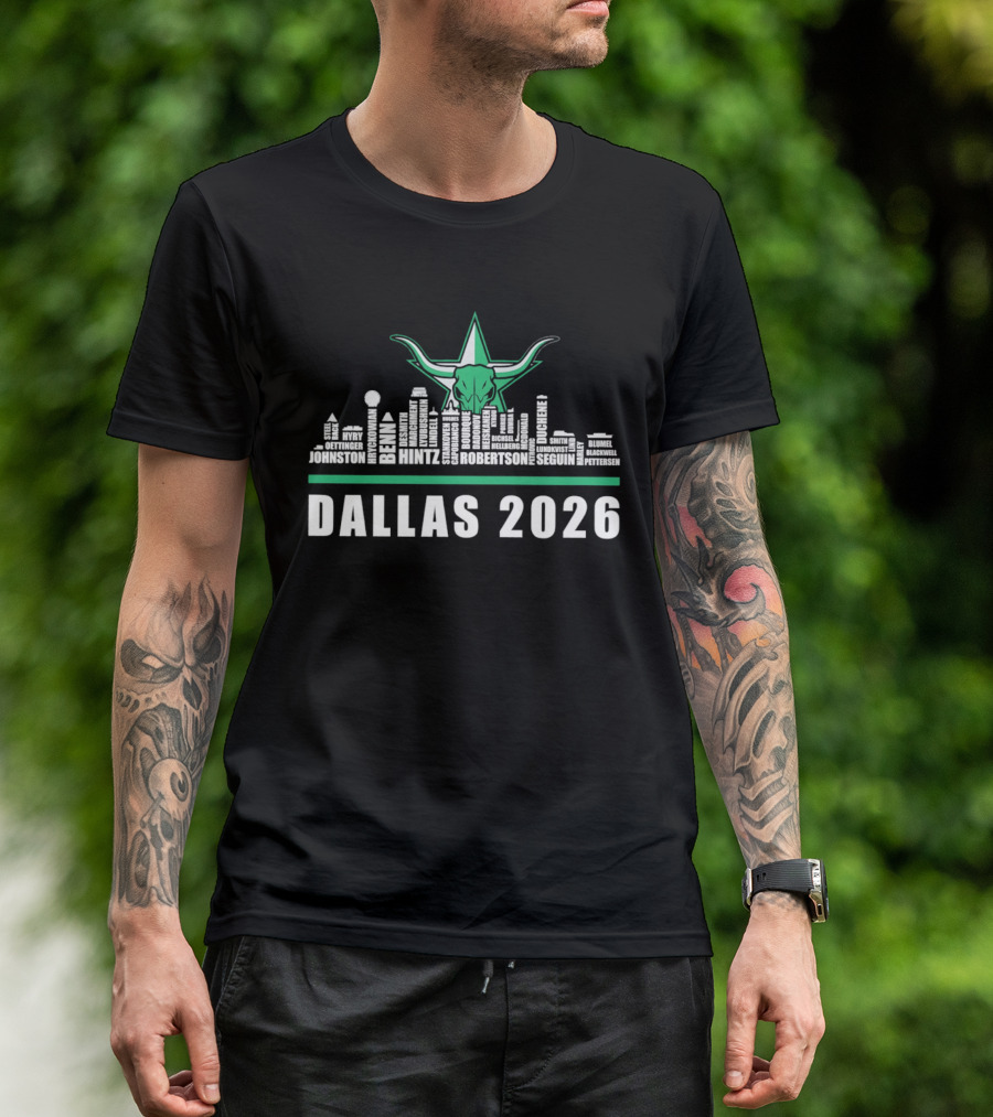 Dallas 2026 City Skyline Bull Star T-Shirt