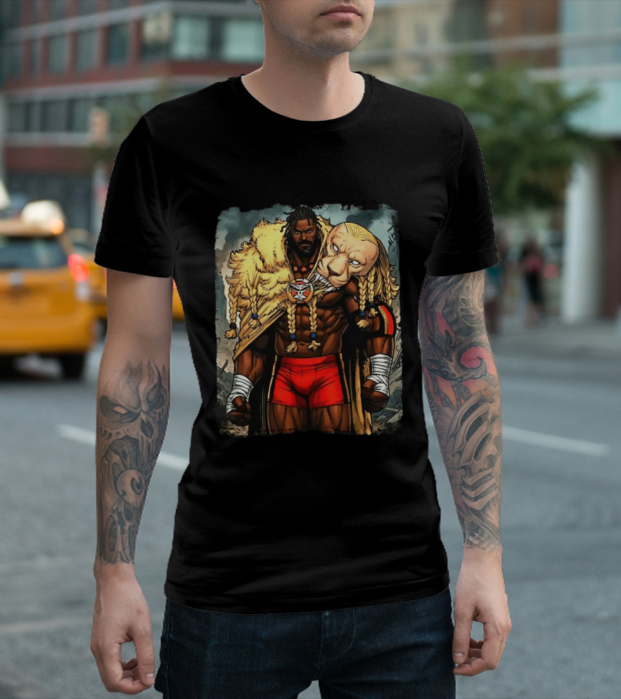 Oba Femi Lion's Strength WWE Red Shorts Fierce Warrior Costume T-Shirt
