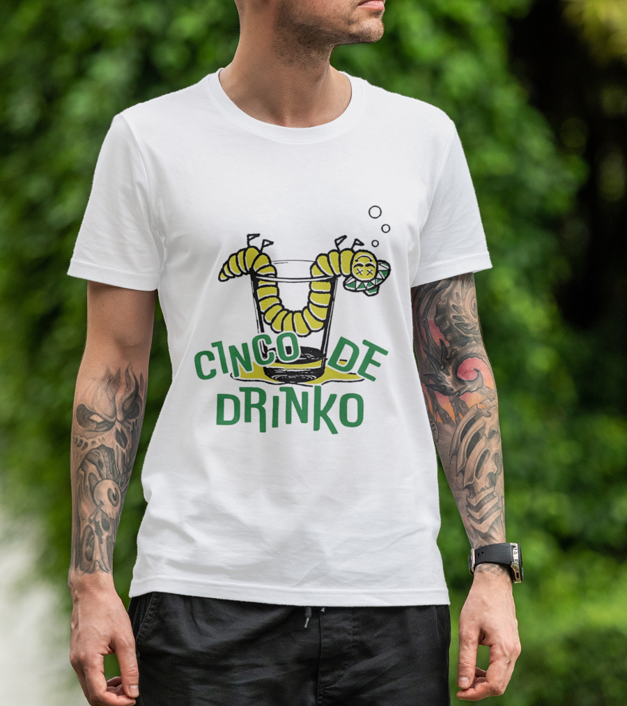 Cinco De Drinko Tequila Worm Drink Glass Bubbles T-Shirt