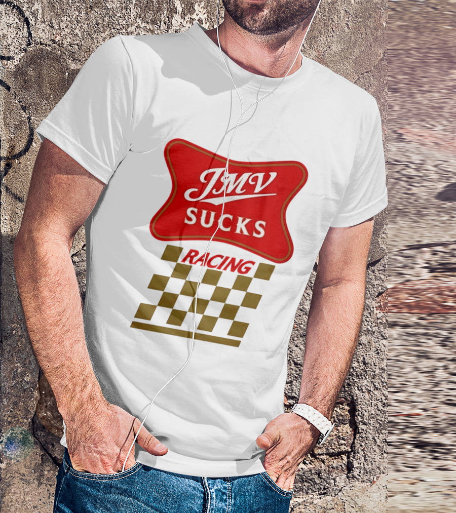 JMV Sucks Racing Checkered Flag Red And White T-Shirt