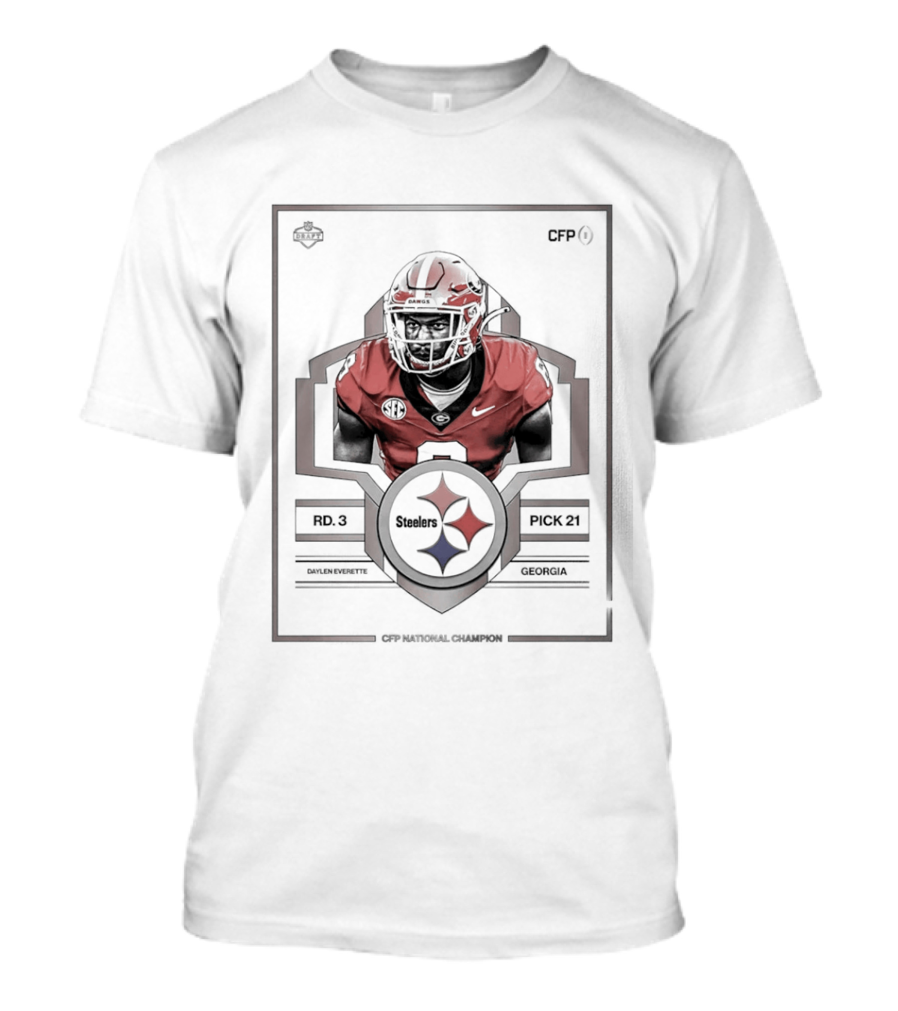 Pittsburgh Steelers Pick No. 8 Georgia Daylen Everette 2026 Draft T-Shirt