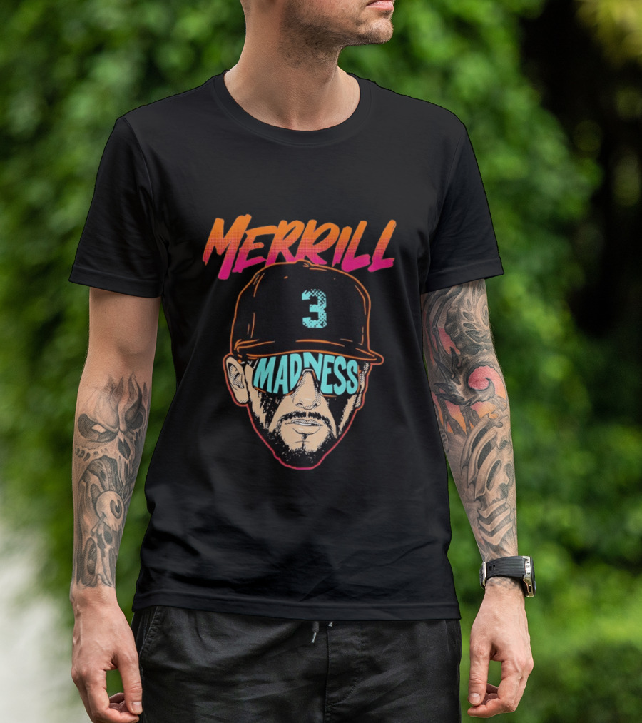 Merrill Madness San Diego Padres Jackson Merrill City Edition 3 Baseball T-Shirt