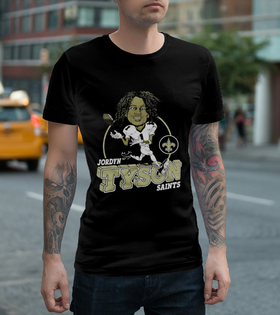 New Orleans Saints Jordyn Tyson Number 1 Caricature Fleur De Lis T-Shirt