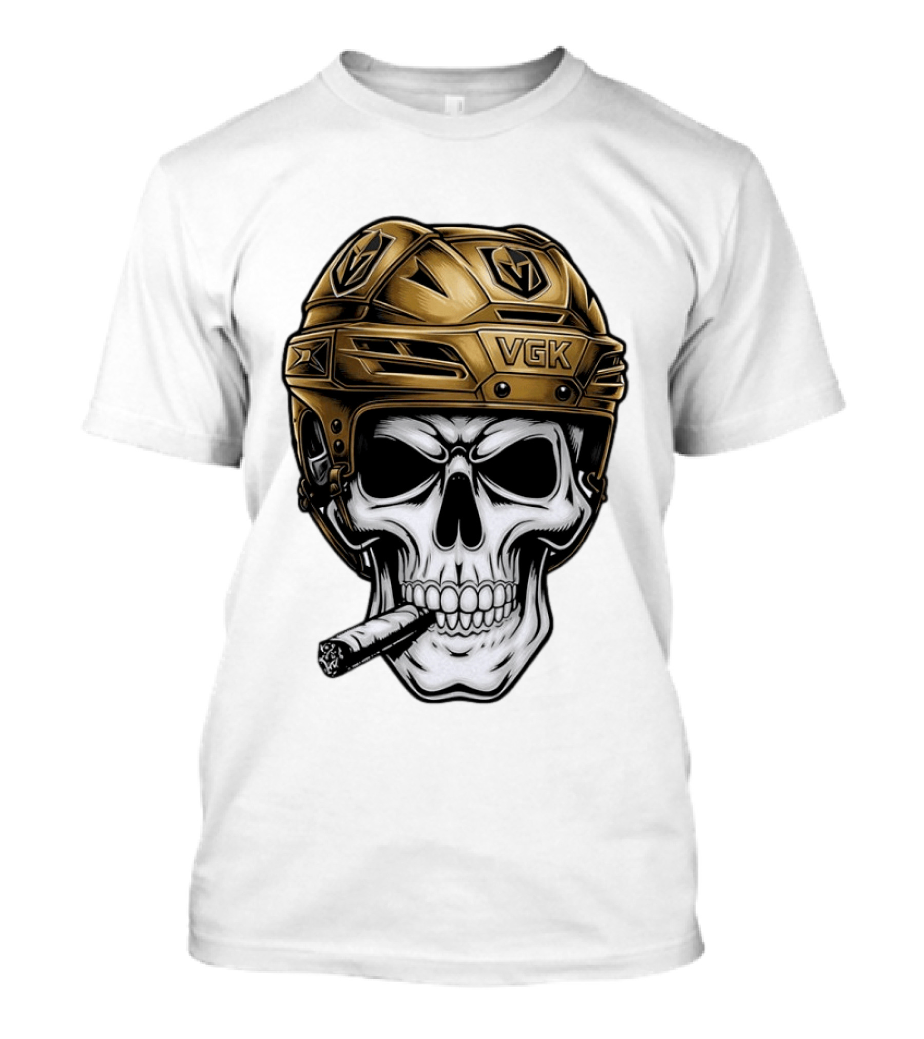 VGK Skull Helmet Vegas Golden Knights Smoking Cigar T-Shirt