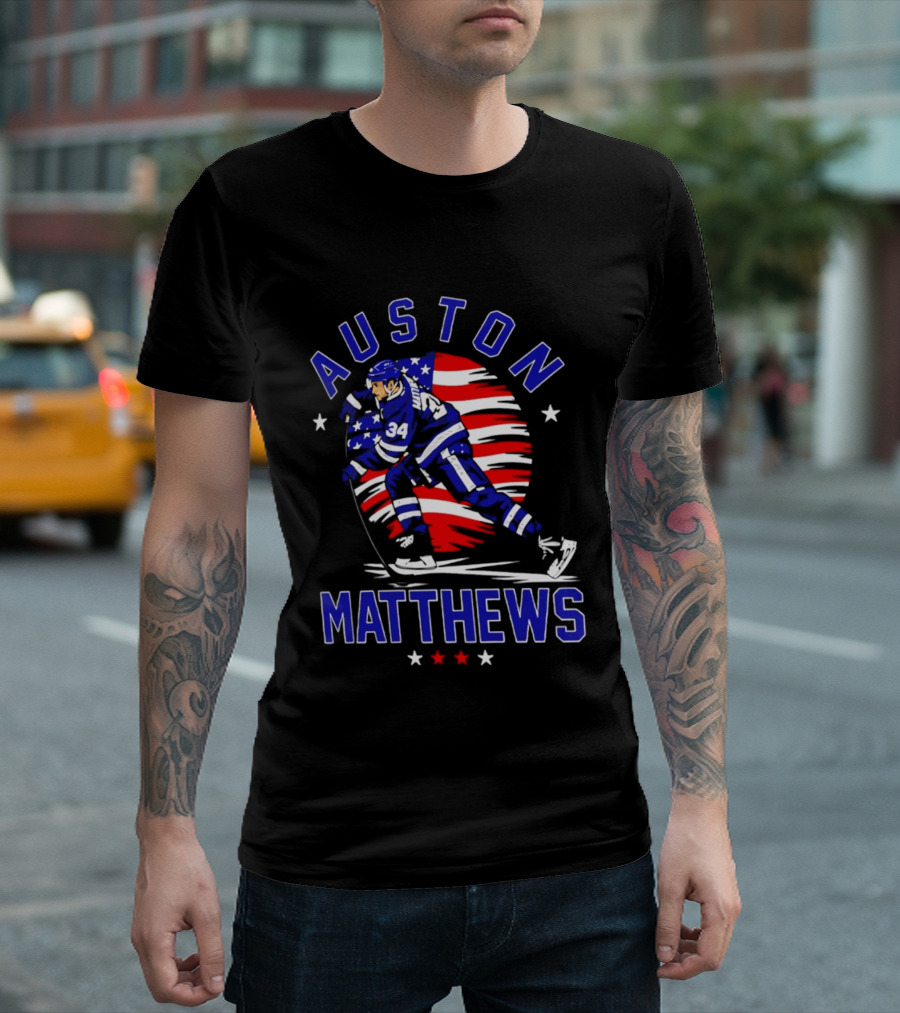 Auston Matthews USA Hockey Number 34 Stars And Stripes Energy T-Shirt