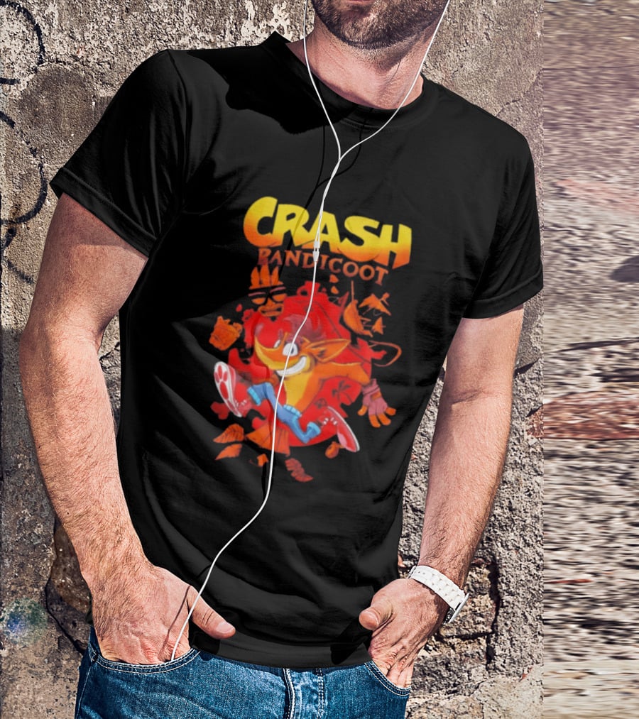 Crash Bandicoot Cartoon Classic Character Action Adventure T-Shirt