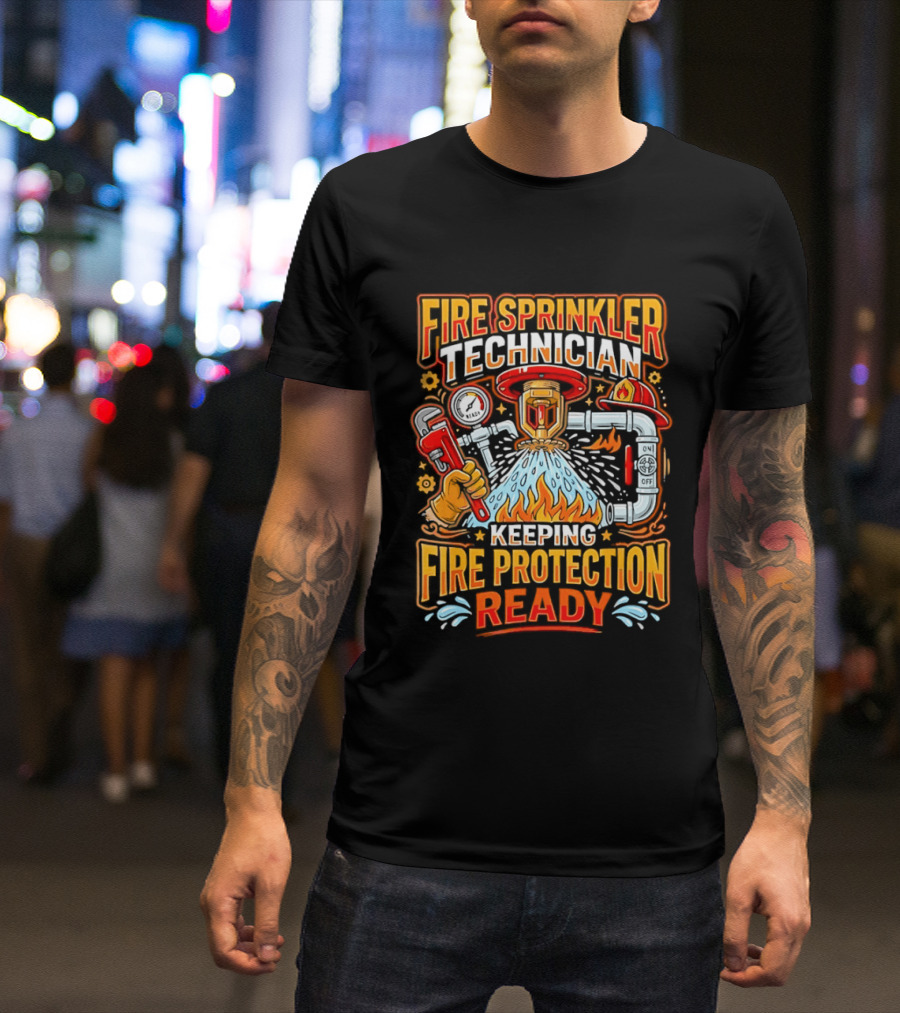 Fire Sprinkler Technician Keeping Fire Protection Ready T-Shirt