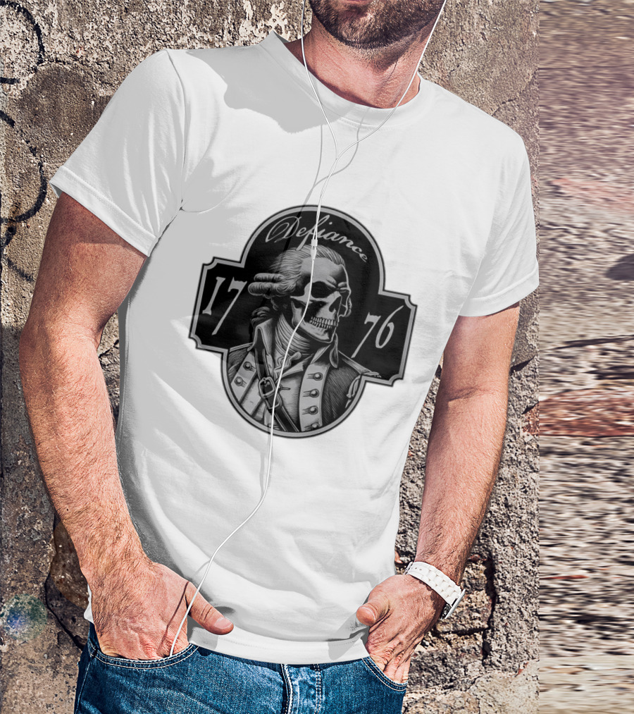 Defiance 1776 George Washington Skeleton Patriotic T-Shirt