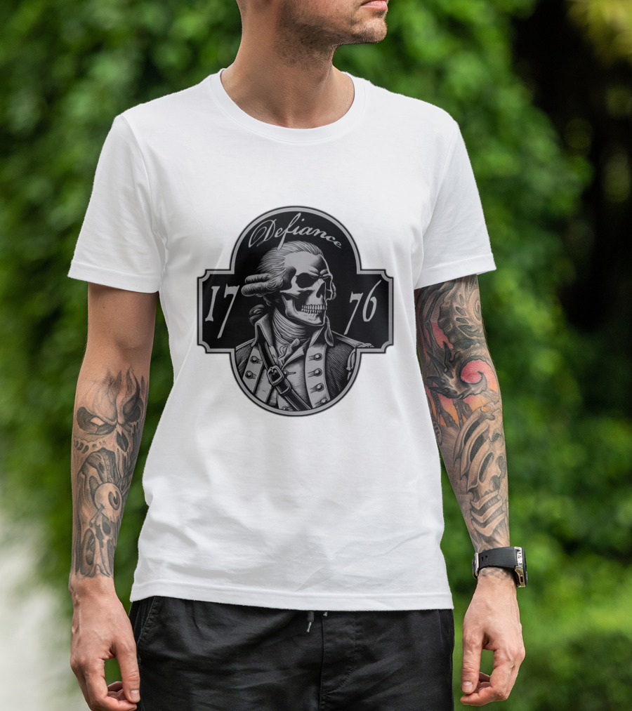 Defiance 1776 George Washington Skeleton Patriotic T-Shirt