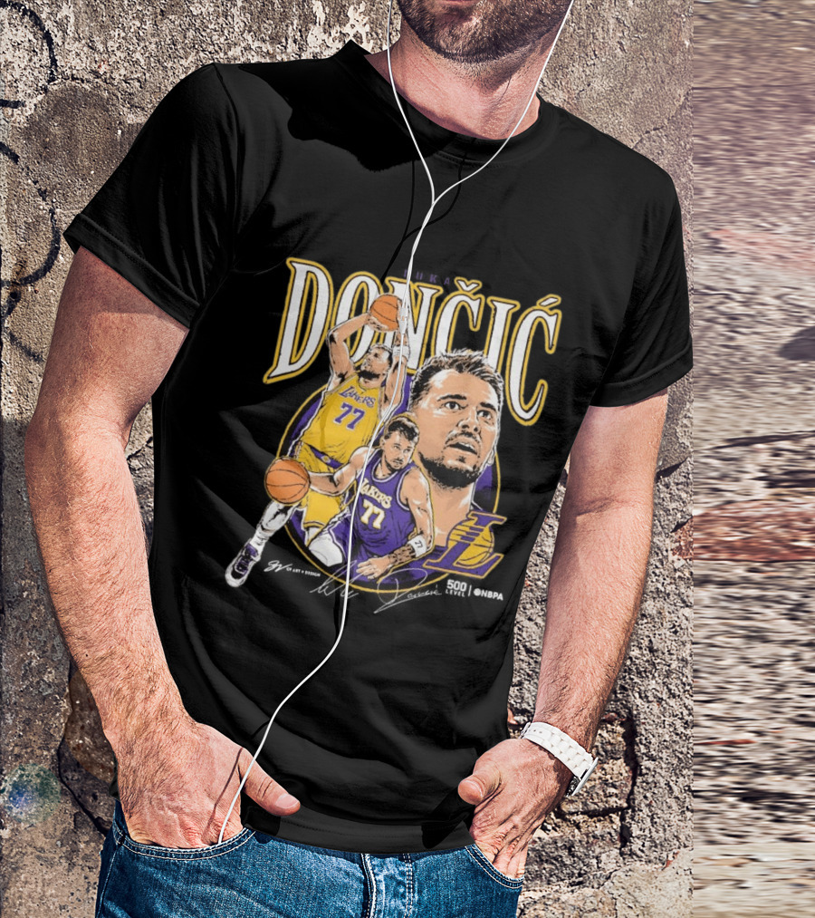 Doncic Lakers 77 Trio Basketball T-Shirt