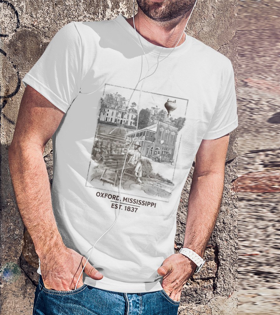 Oxford Mississippi Landmarks Est 1837 Historic Architecture T-Shirt