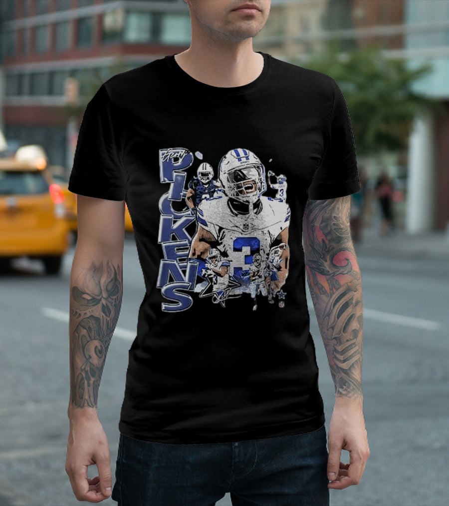 Dallas Cowboys George Pickens Player 3 Star Fans Collection T-Shirt