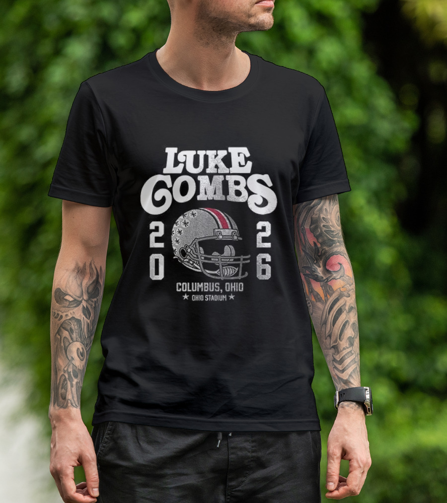 Luke Combs 2026 Columbus Ohio Stadium Helmet T-Shirt