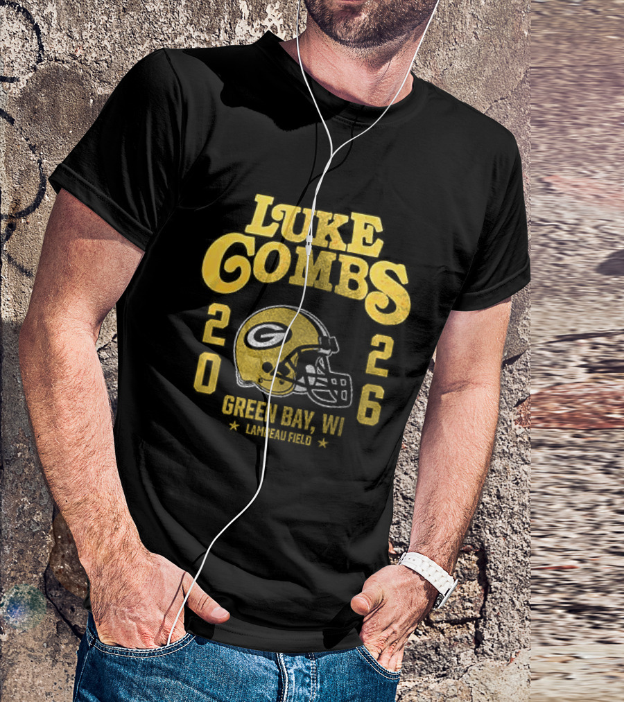 Luke Combs Green Bay WI Tour 2026 Helmet Packers Collaboration T-Shirt
