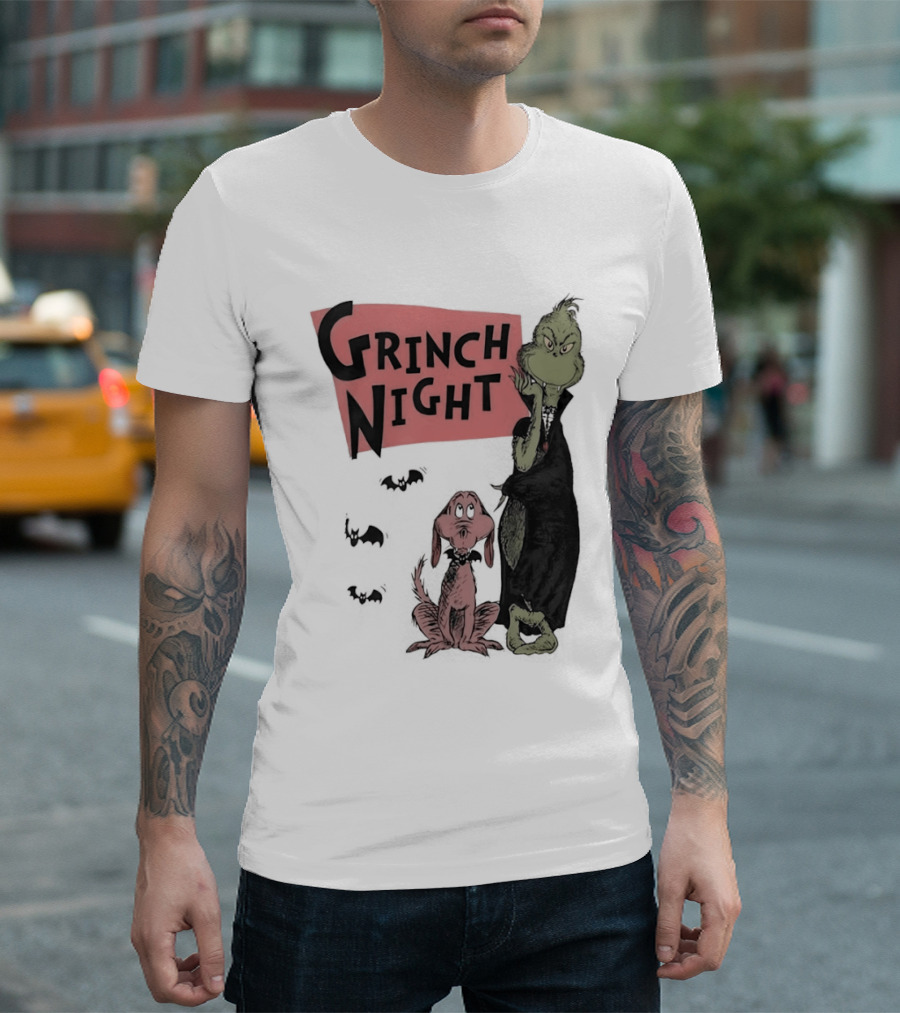 Grinch And Max Halloween Night Spooky Scene T-Shirt