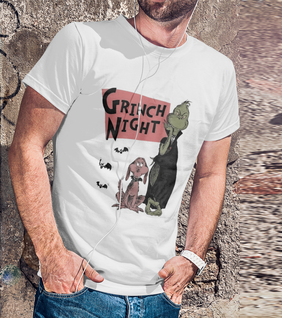 Grinch And Max Halloween Night Spooky Scene T-Shirt