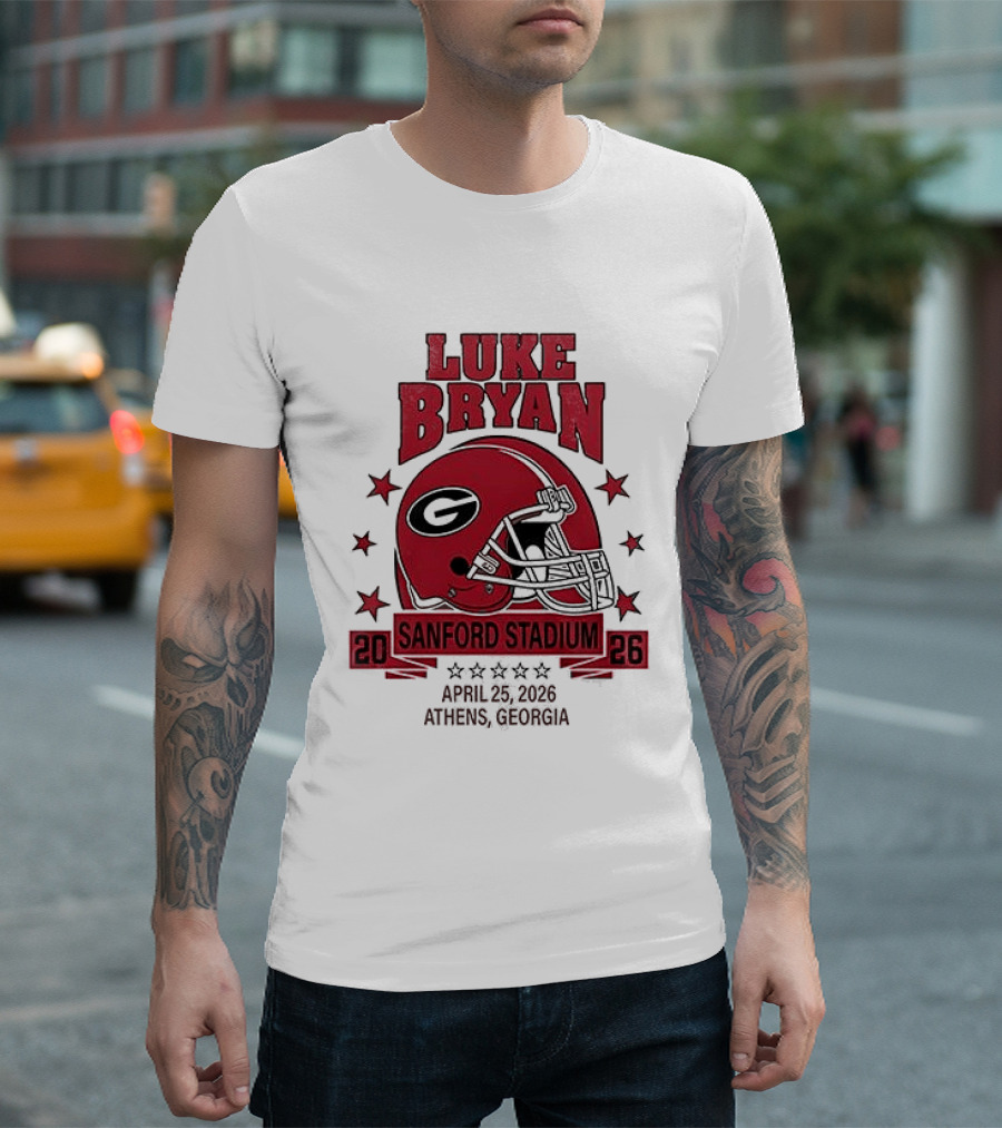 Luke Bryan Sanford Stadium April 26 2026 Athens Georgia Helmet T-Shirt