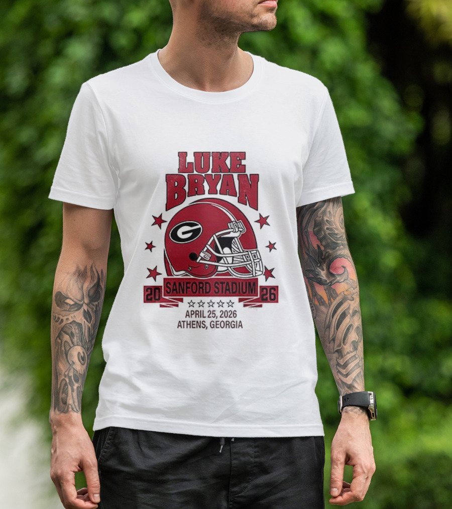 Luke Bryan Sanford Stadium April 26 2026 Athens Georgia Helmet T-Shirt