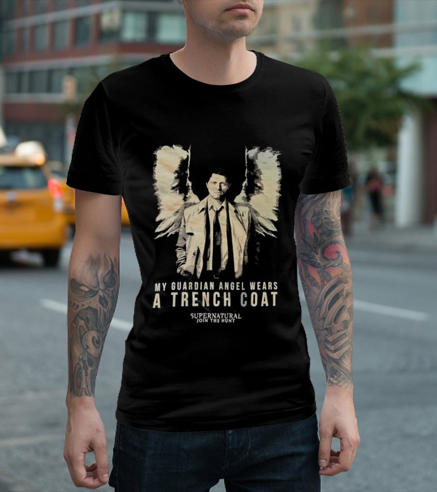 Castiel Guardian Angel Wears Trench Coat Supernatural Join The Hunt T-Shirt