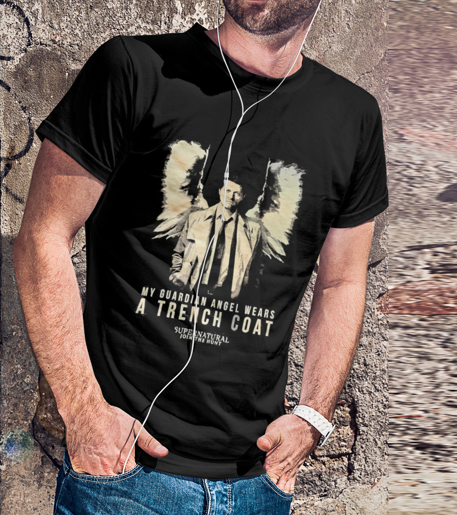 Castiel Guardian Angel Wears Trench Coat Supernatural Join The Hunt T-Shirt