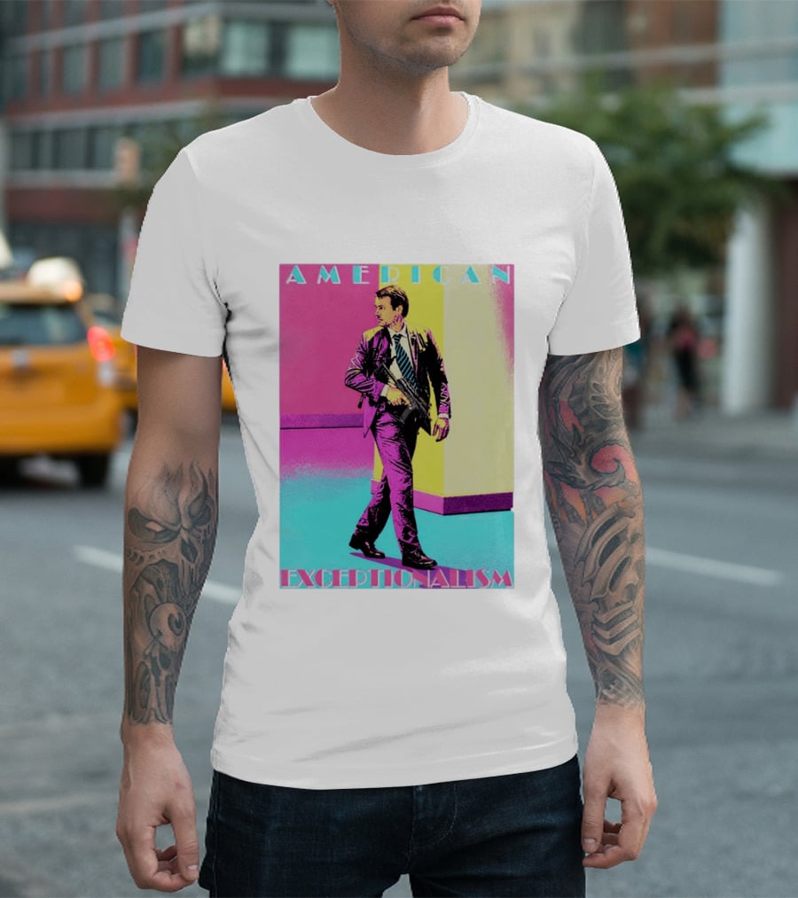 American Exceptionalism Retro Pop Art Style Man With Gun T-Shirt