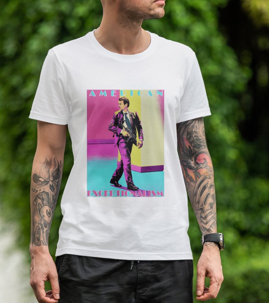 American Exceptionalism Retro Pop Art Style Man With Gun T-Shirt