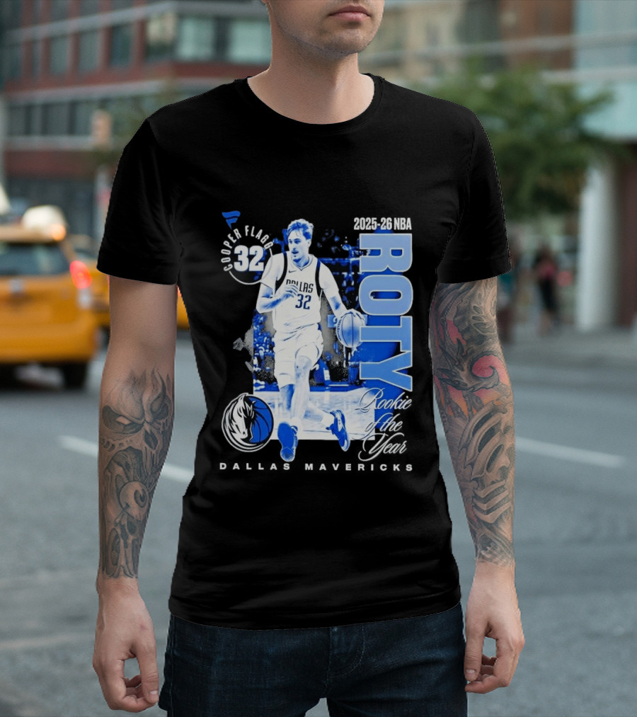 Cooper Flagg Dallas Mavericks 2025 26 NBA ROTY Rookie Of The Year 32 T-Shirt