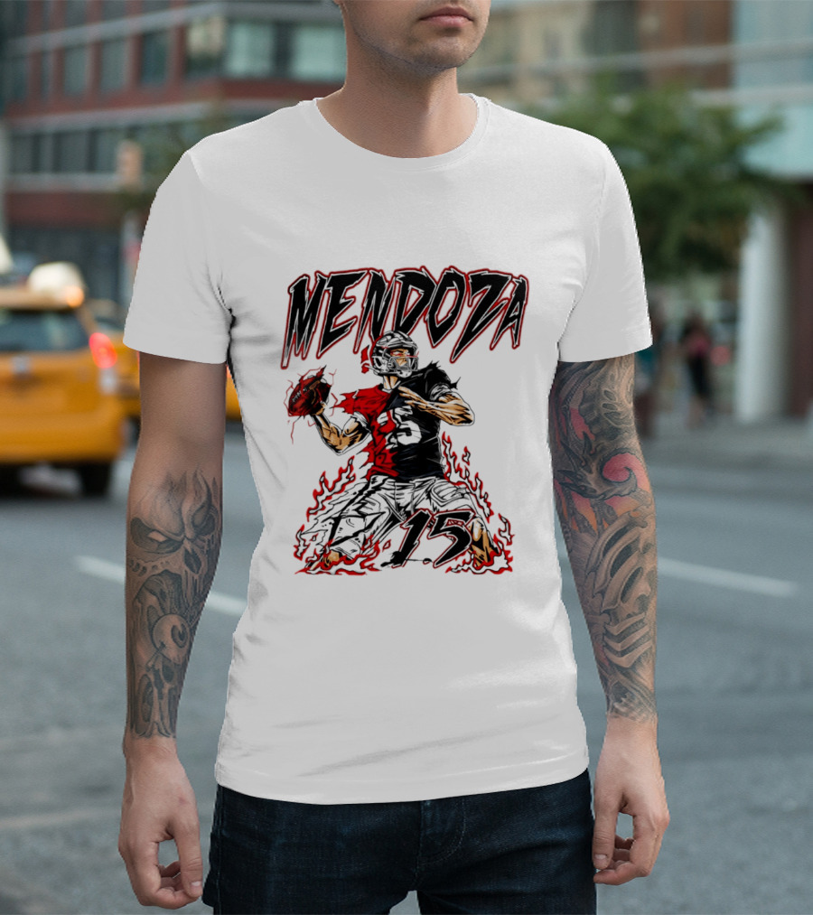 Fernando Mendoza Raiders 15 Hand Drawn Football Athlete T-Shirt