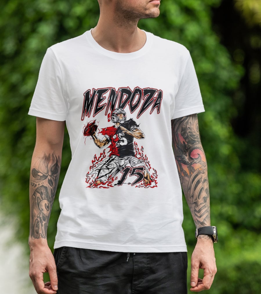 Fernando Mendoza Raiders 15 Hand Drawn Football Athlete T-Shirt