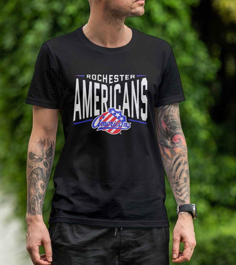 Rochester Americans Team Logo Stars Stripes NHL AHL T-Shirt