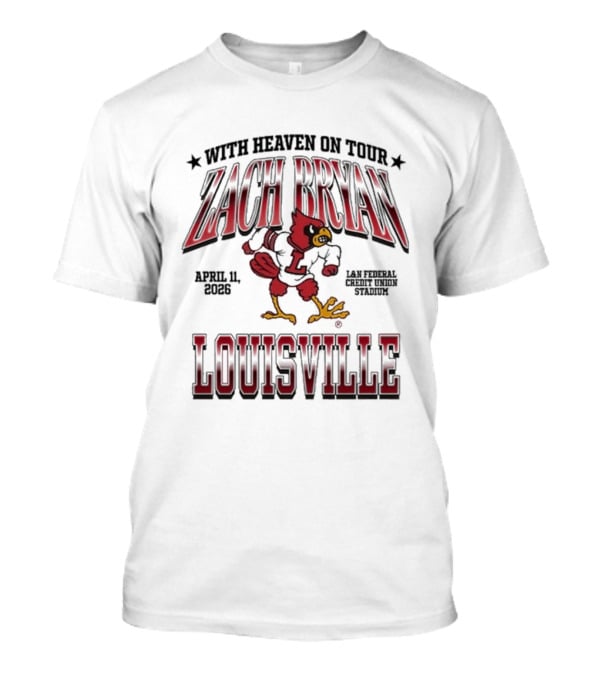 Zach Bryan Louisville April 2026 With Heaven Tour Cardinal Stadium T-Shirt