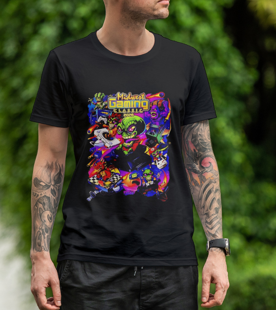 Midwest Gaming Classic 2026 Alien Retro Video Game Characters T-Shirt