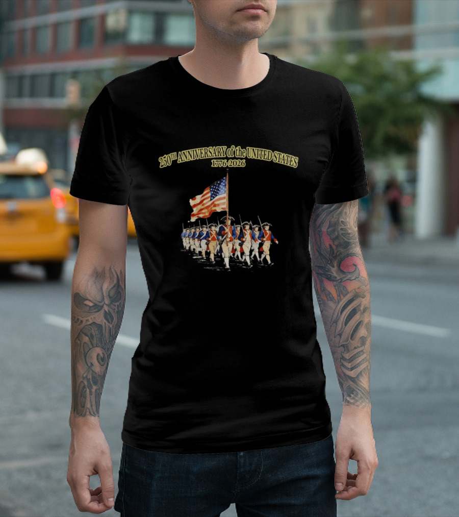 American Revolution 1776 2026 250th Anniversary United States Patriots With Flag T-Shirt