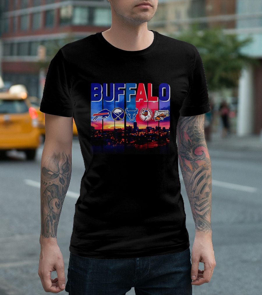 Buffalo Bills Sabres Bandits Bridles City Skyline Sports Teams T-Shirt