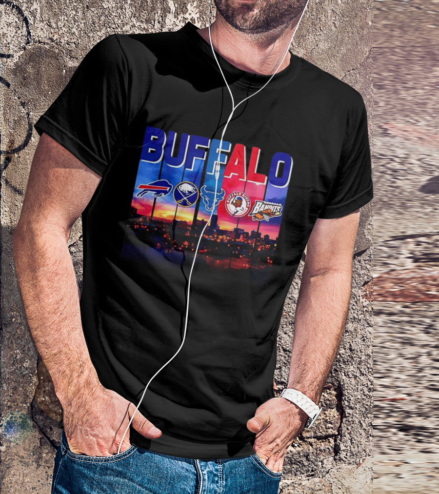 Buffalo Bills Sabres Bandits Bridles City Skyline Sports Teams T-Shirt